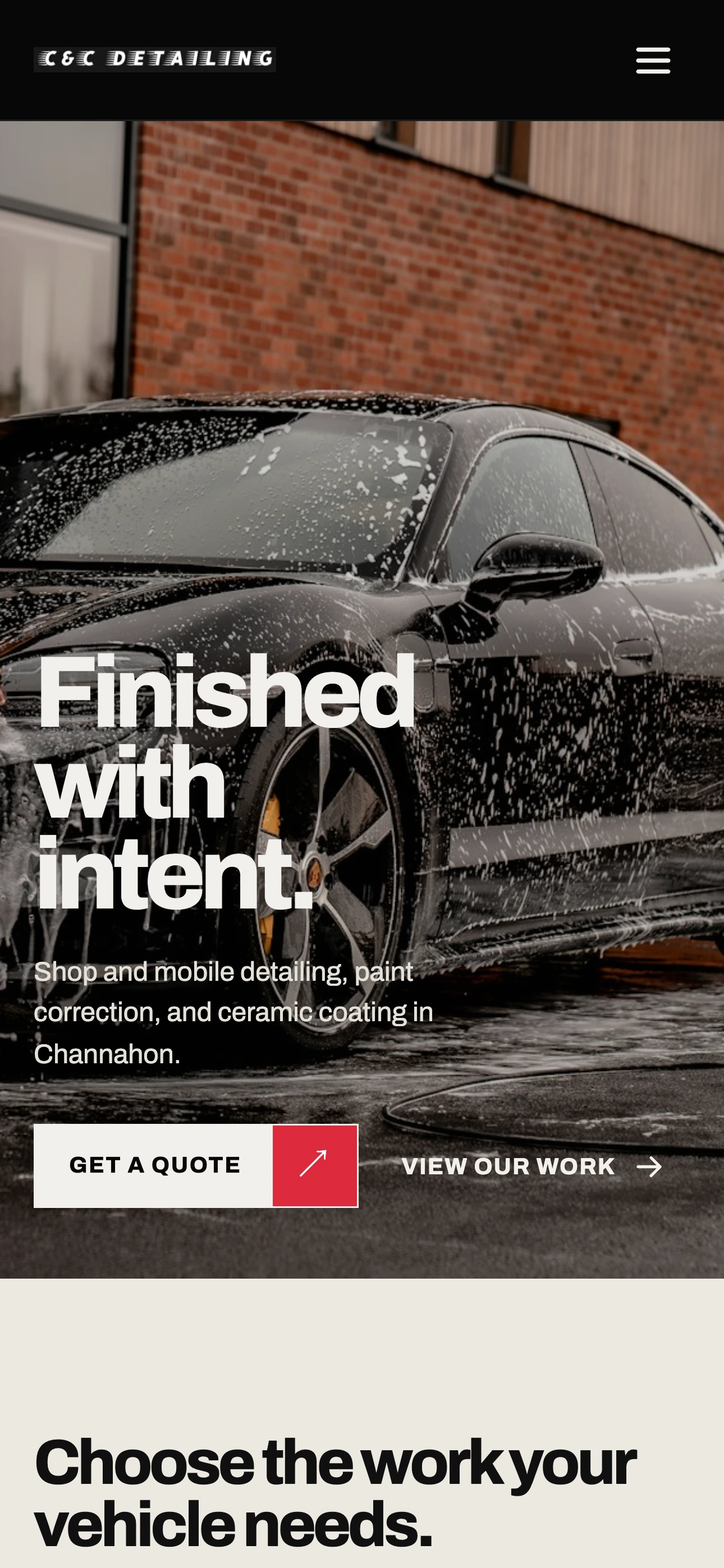 C&C Detailing mobile website preview