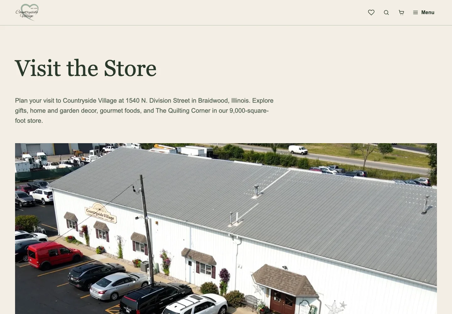 Countryside Village Gifts website: Make the website feel like walking into the shop.