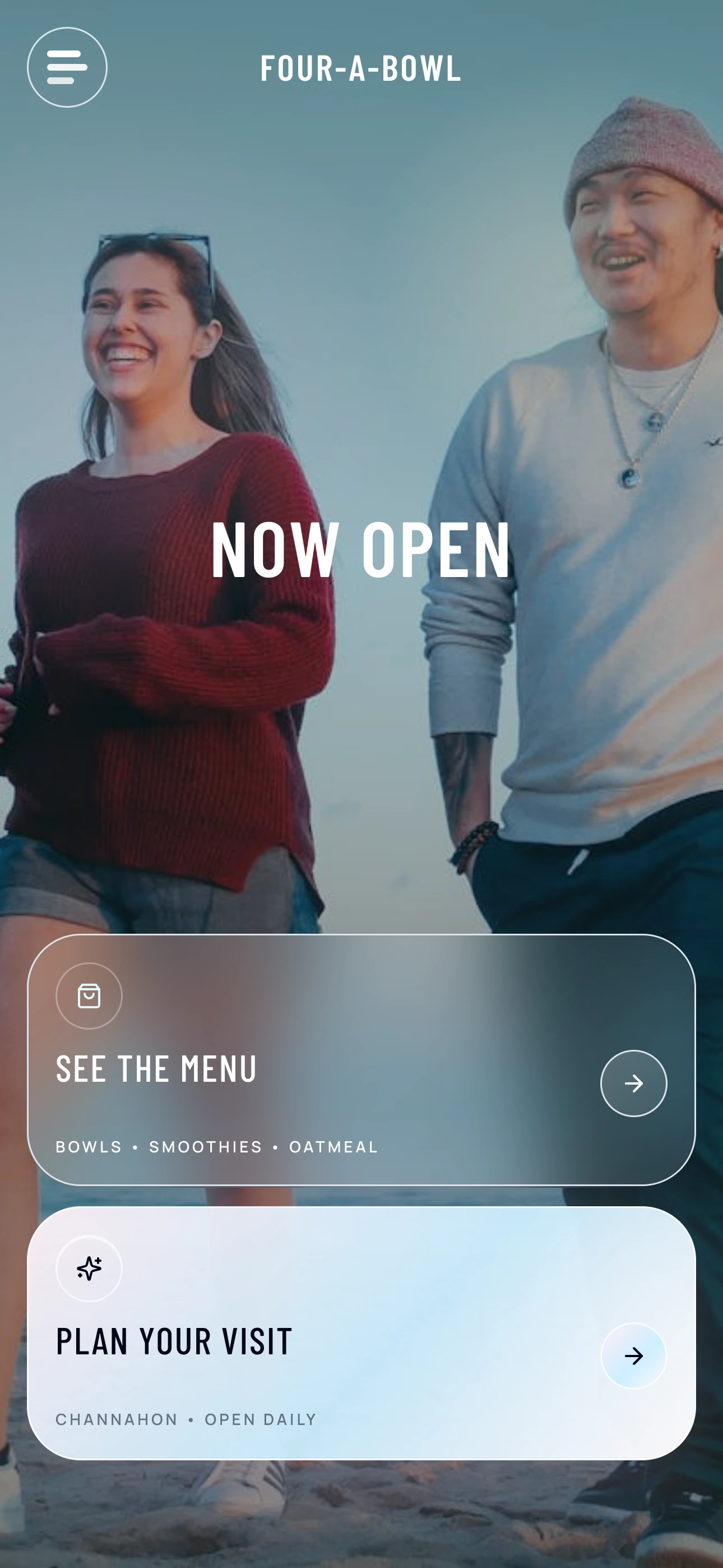 Four-A-Bowl website displayed on a mobile phone