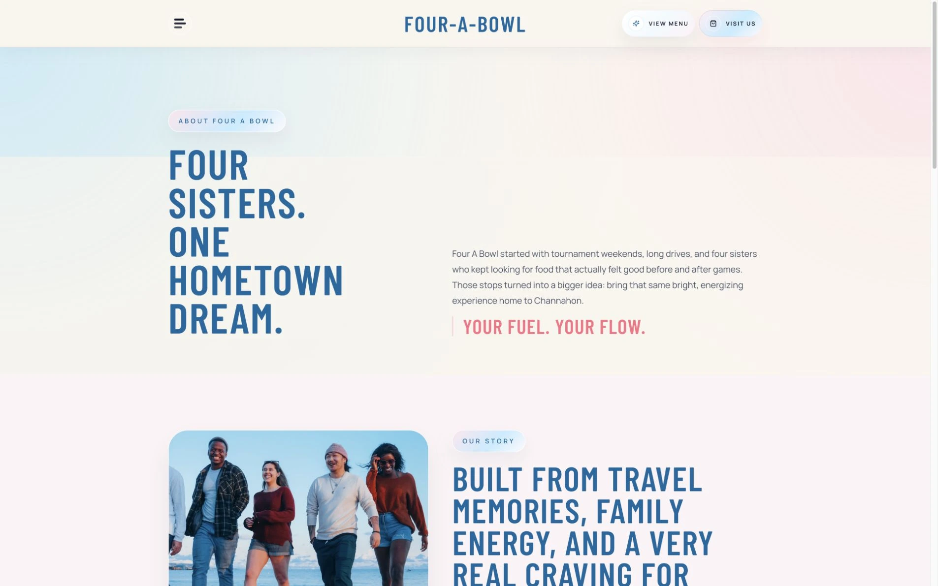 Current Four-A-Bowl about page telling the four sisters' story