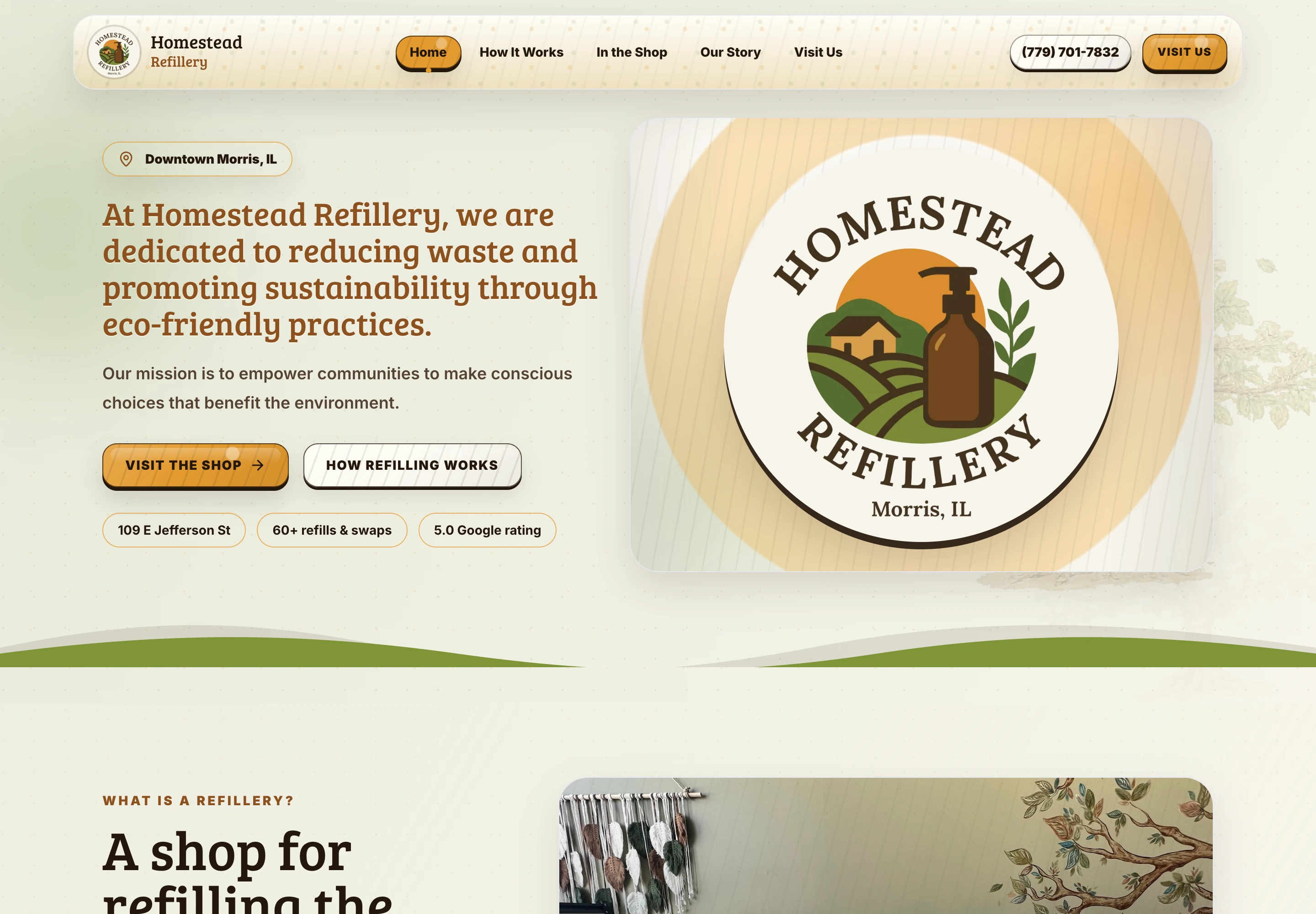 Homestead Refillery desktop website preview