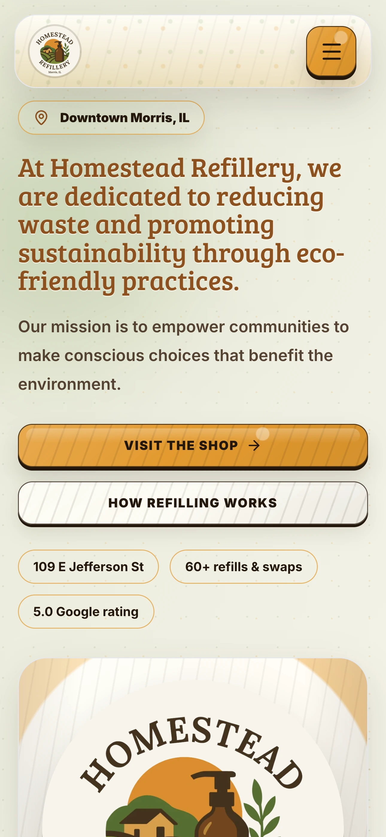 Homestead Refillery mobile website preview