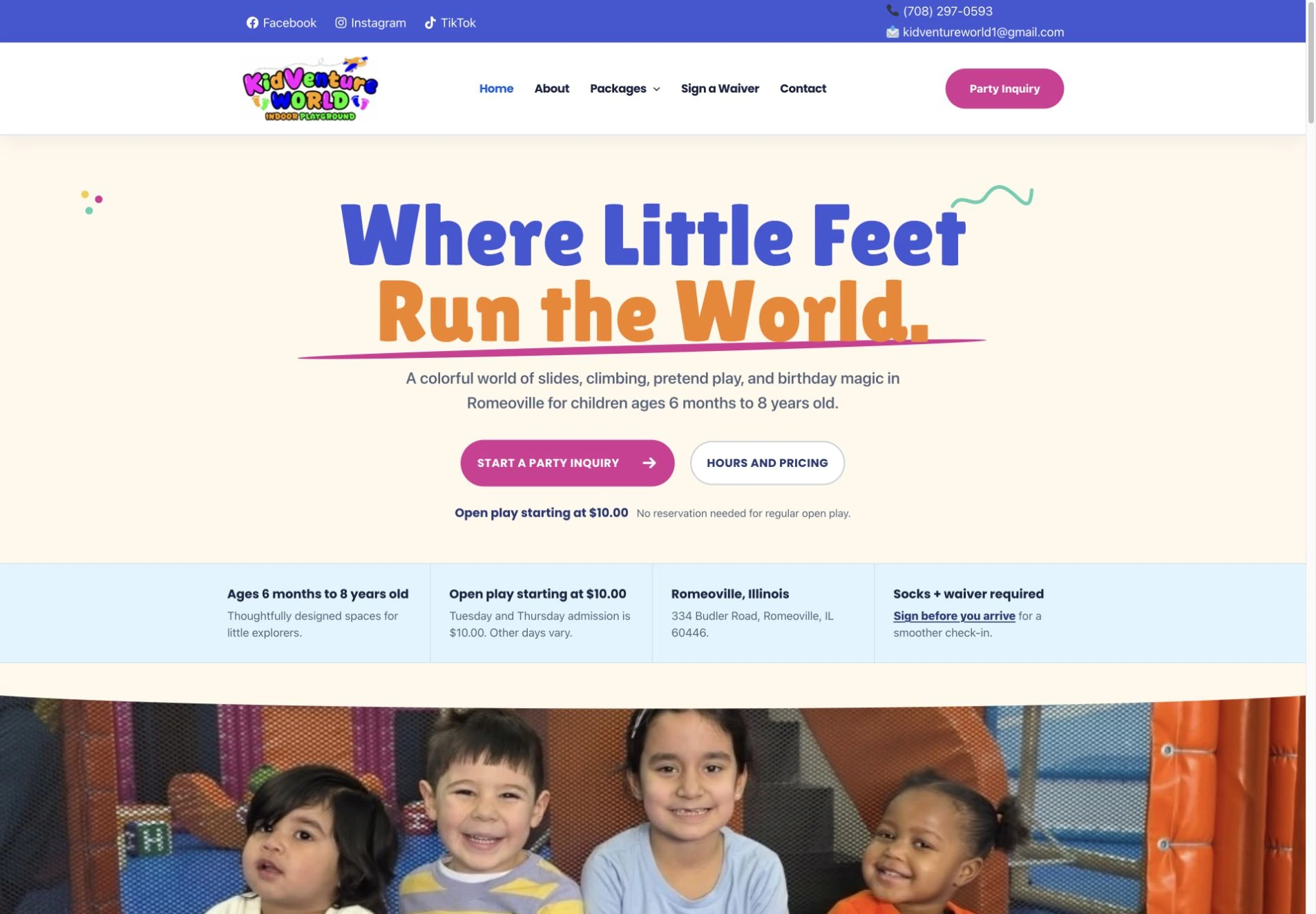 Kidventure World desktop website preview